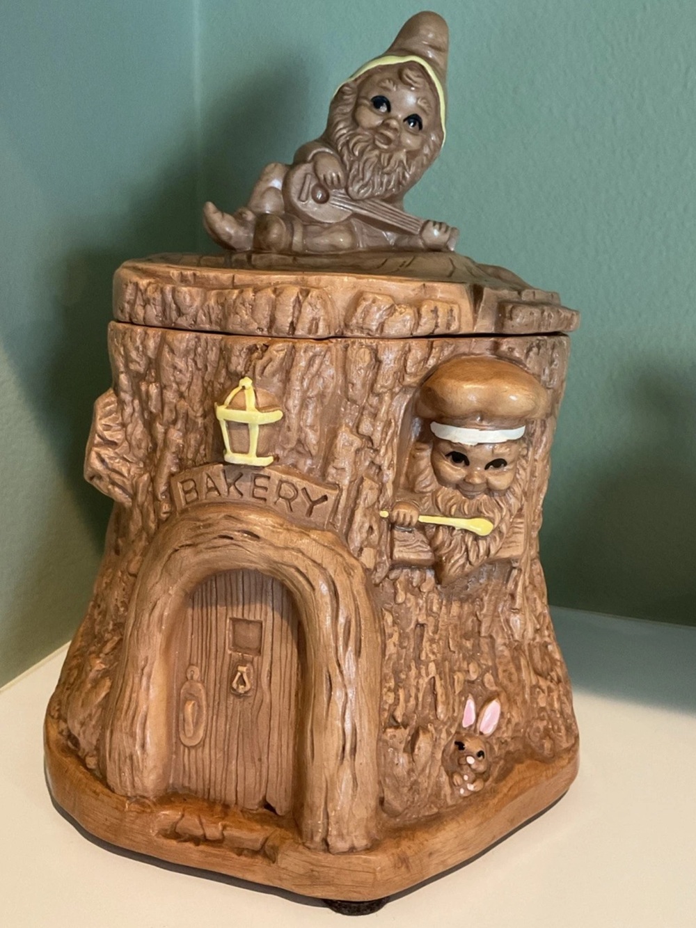 Vintage Twin Winton Elf Tree Stump Bakery Cookie Jar USA 1960-70’s EXCELLENT